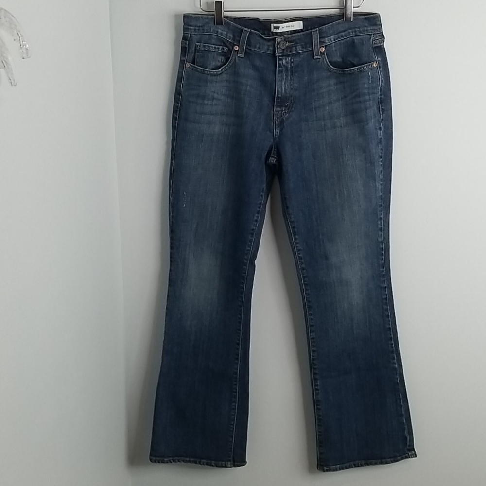 LEVI'S 515 Boot Cut Distressed Beaded Jeas